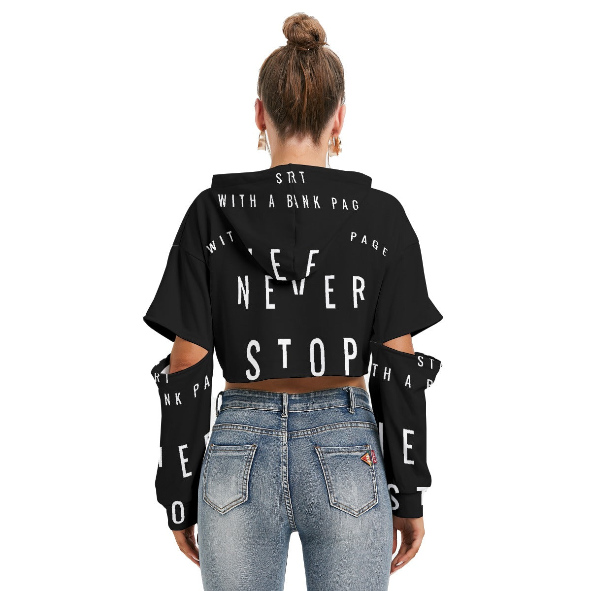 All-Over Print Women's Heavy Fleece Hoodie With Hollow Out Sleeve