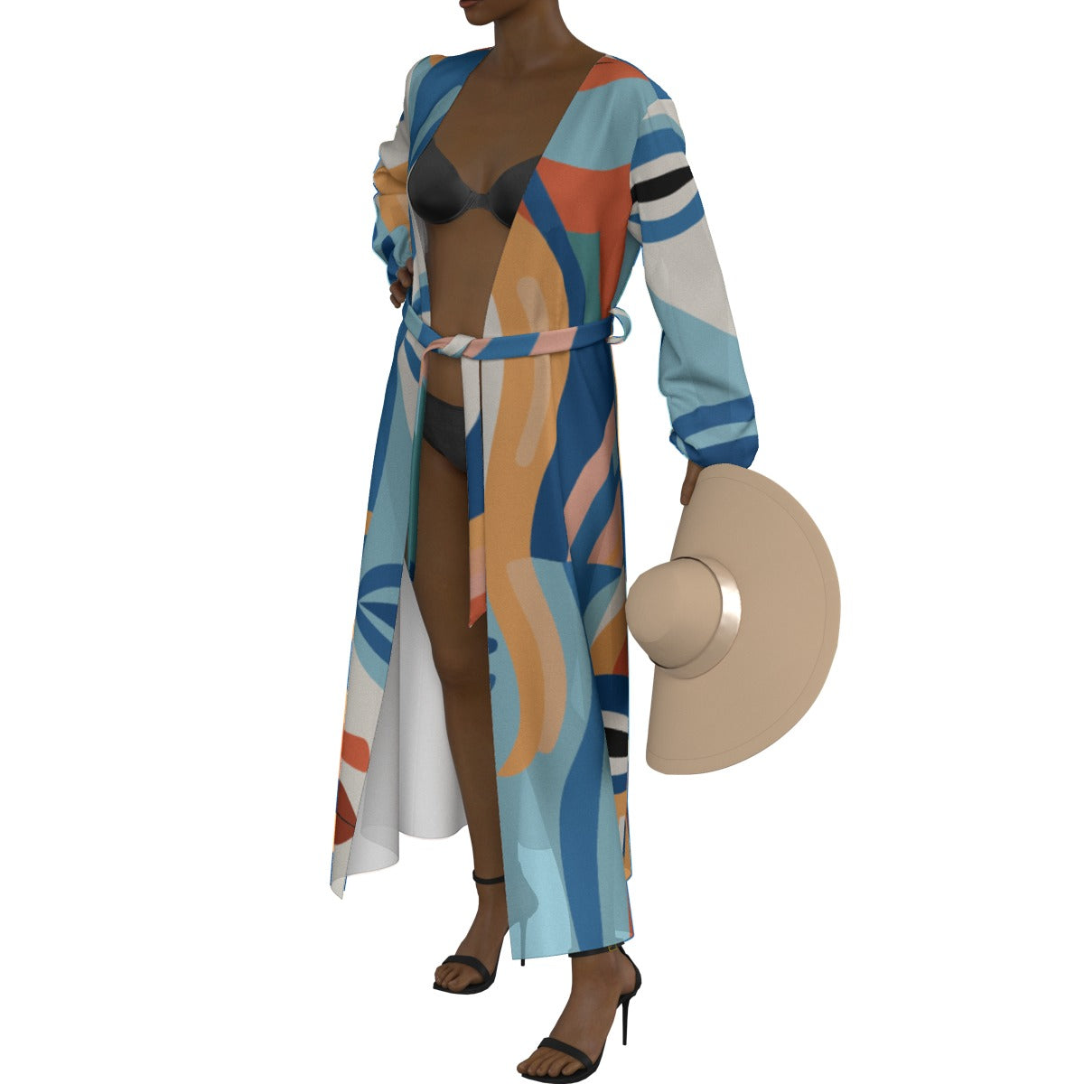 All-Over Print Women's Lace-up Chiffon Robe