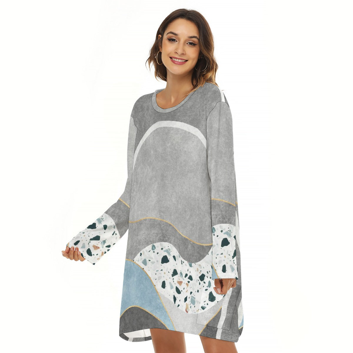 All-Over Print  Women's Loose Crew Neck Dress