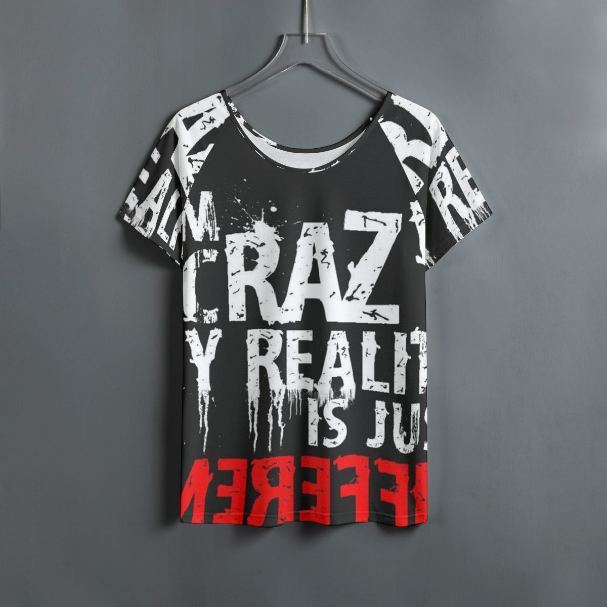 All-Over Print Women's Round Neck T-shirt With Raglan Sleeve