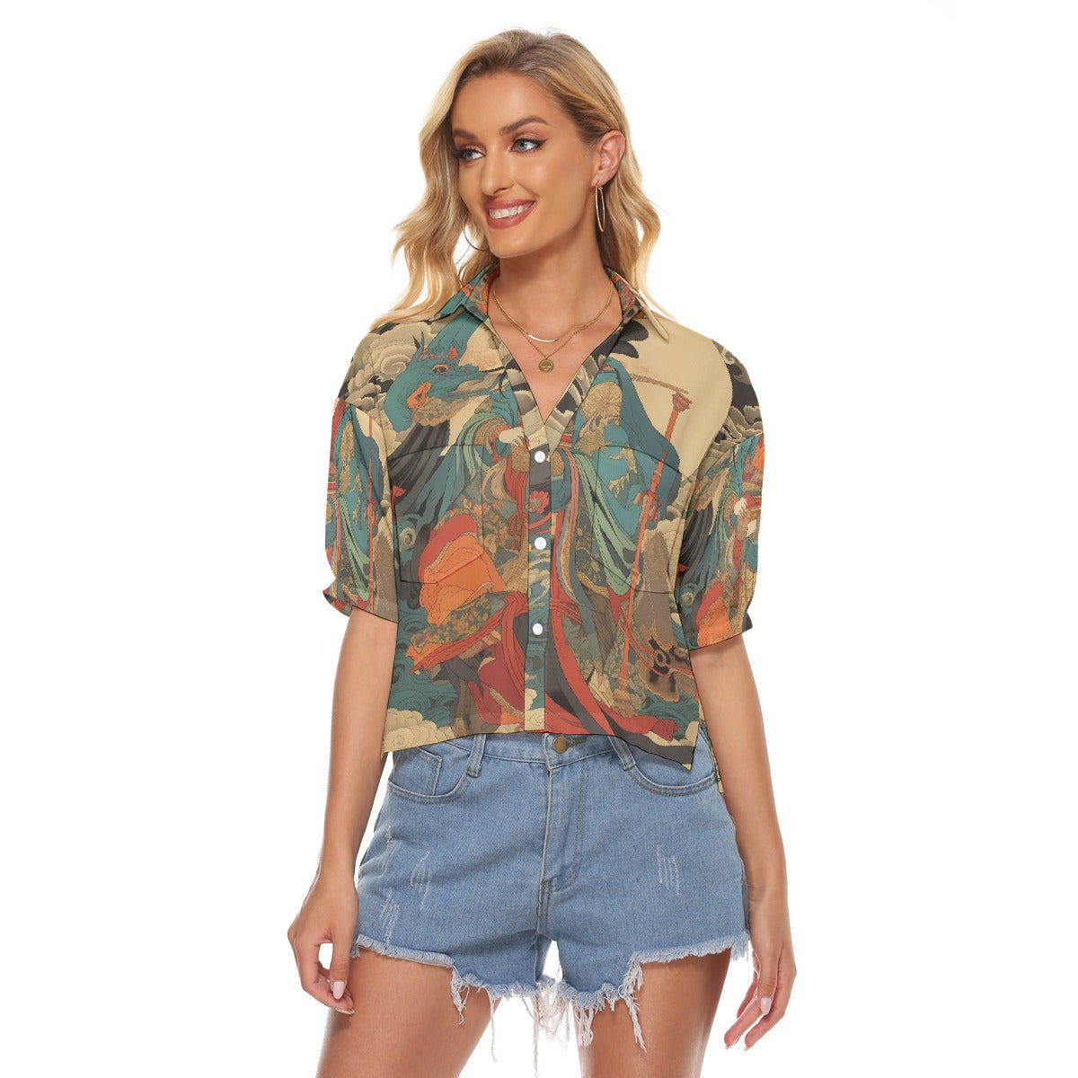 All-Over Print Women's V-neck Shirts