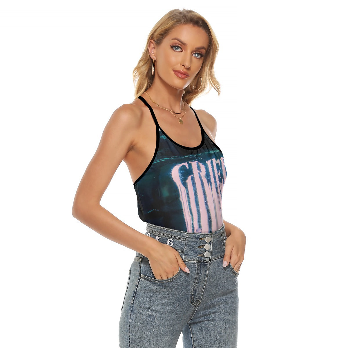 All-Over Print Women's Criss-Cross Open Back Tank Top