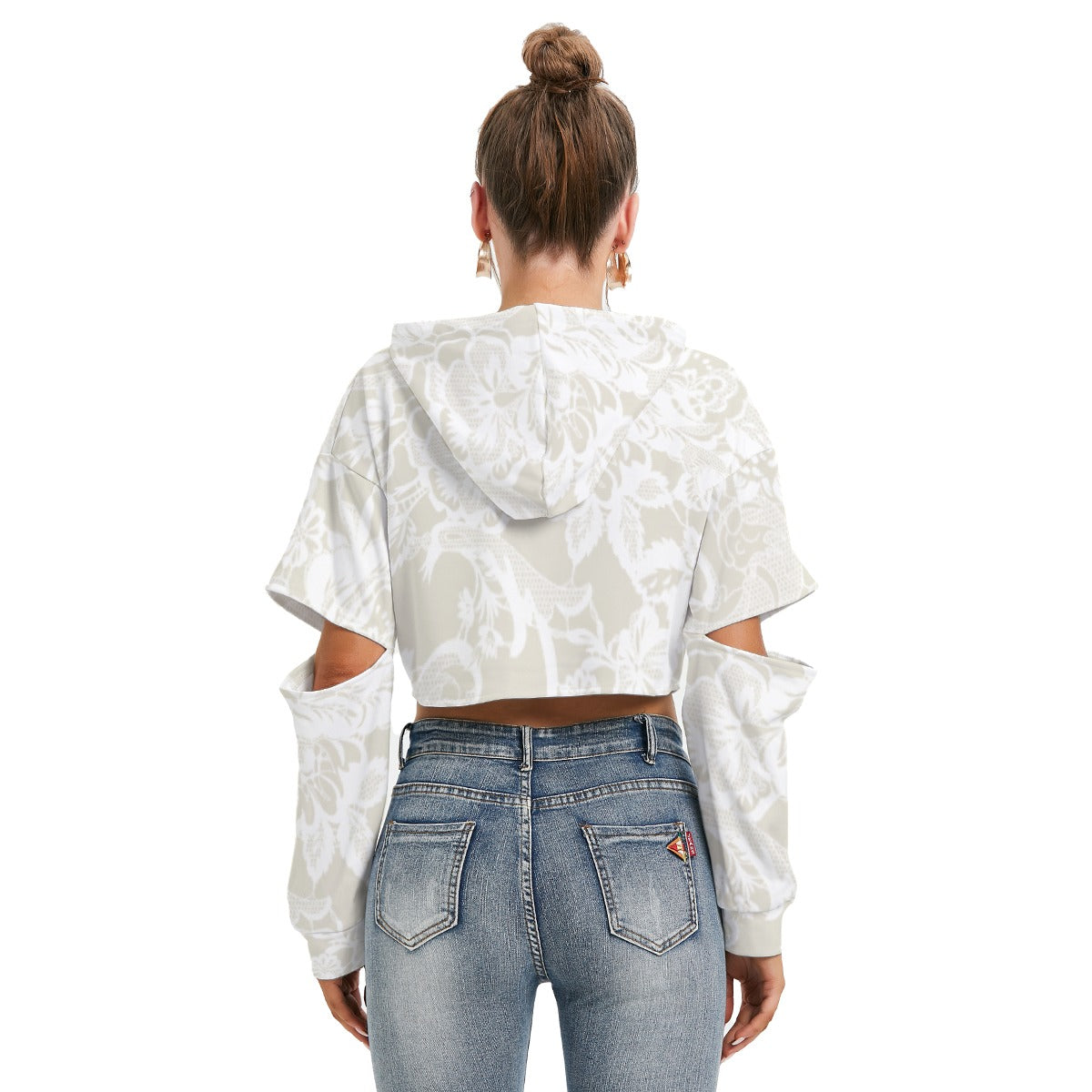 All-Over Print Women's Heavy Fleece Hoodie With Hollow Out Sleeve