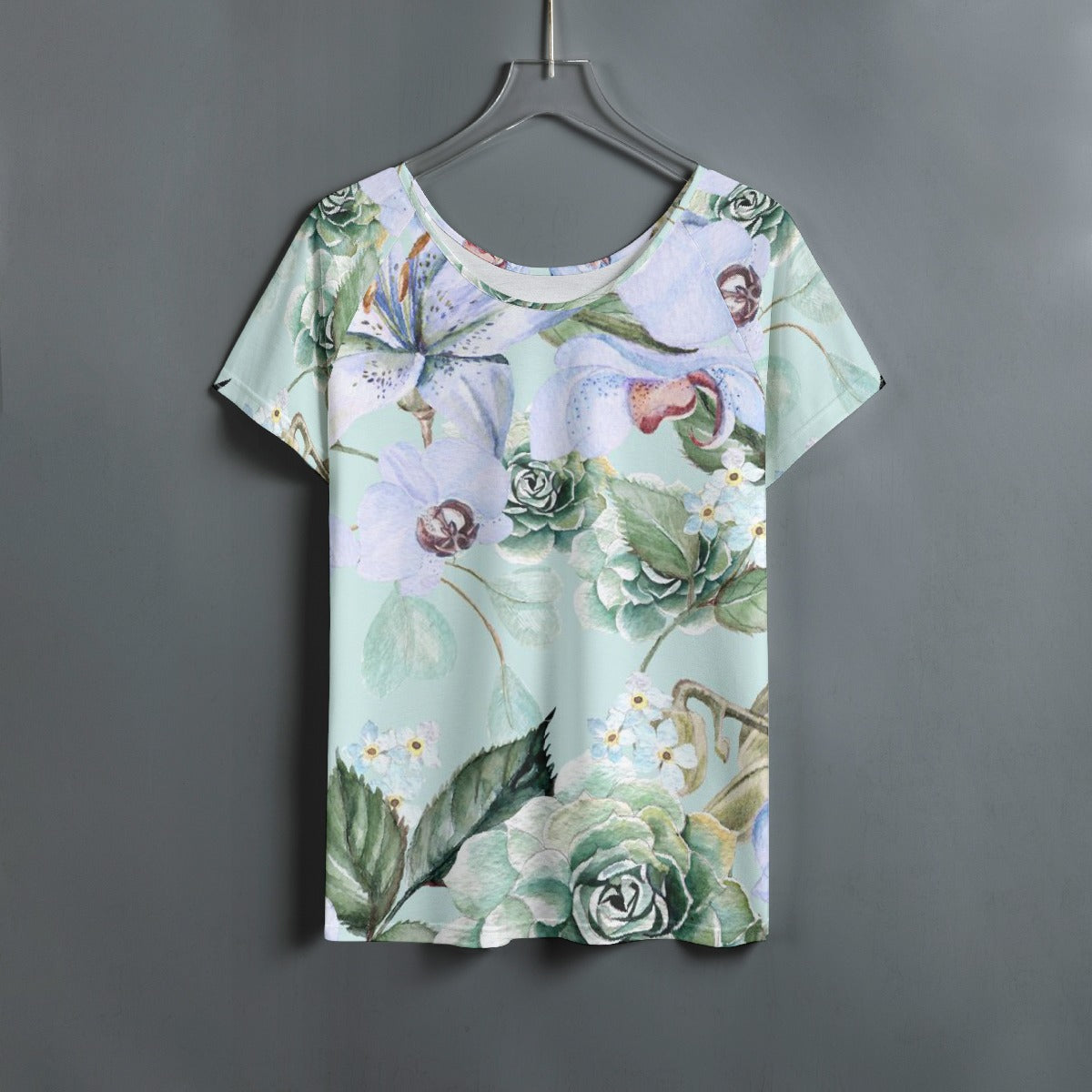 All-Over Print Women's Round Neck T-shirt With Raglan Sleeve