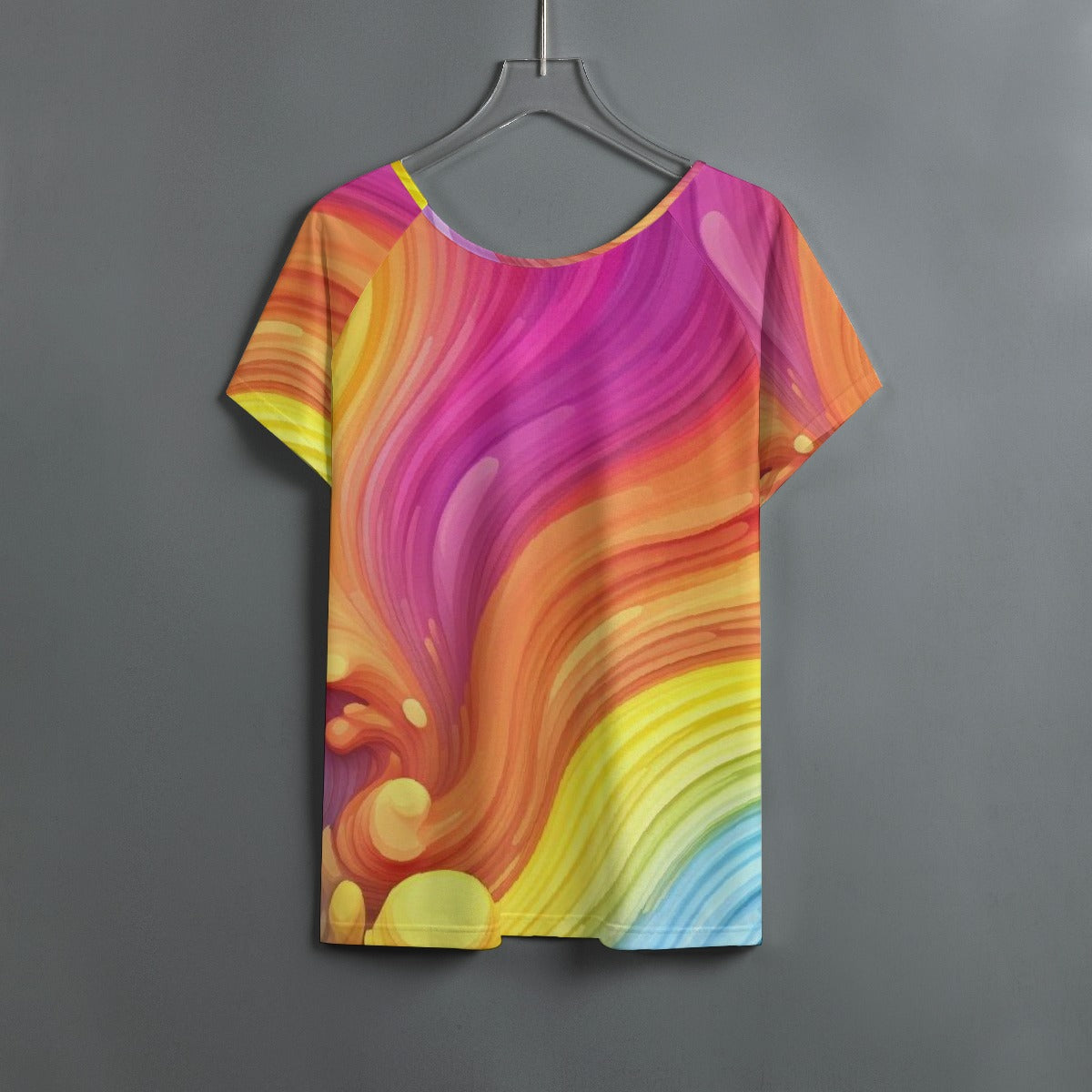 All-Over Print Women's Round Neck T-shirt With Raglan Sleeve