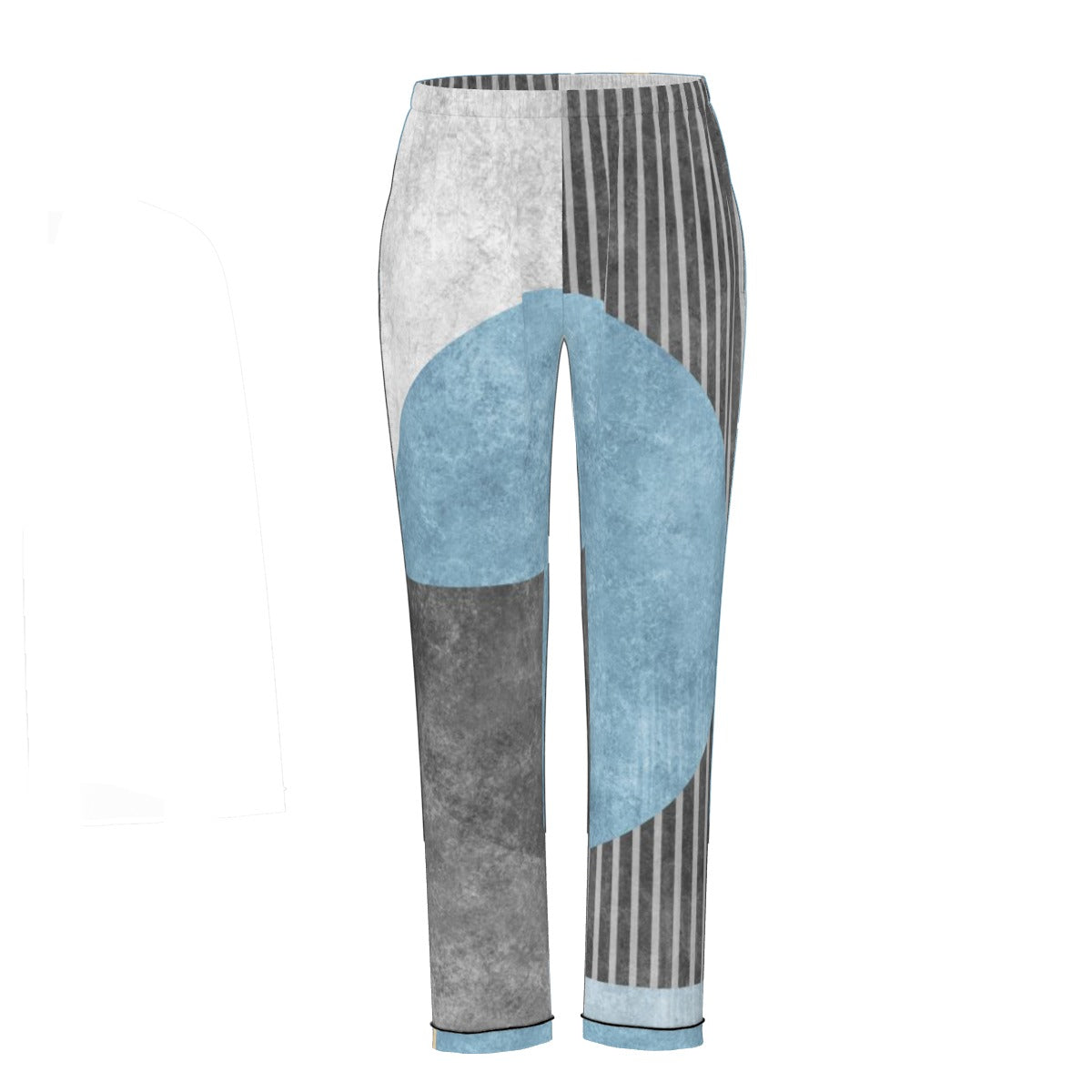 All-Over Print Women's Long Sleeve Pajama Set With Black Contrast Piping