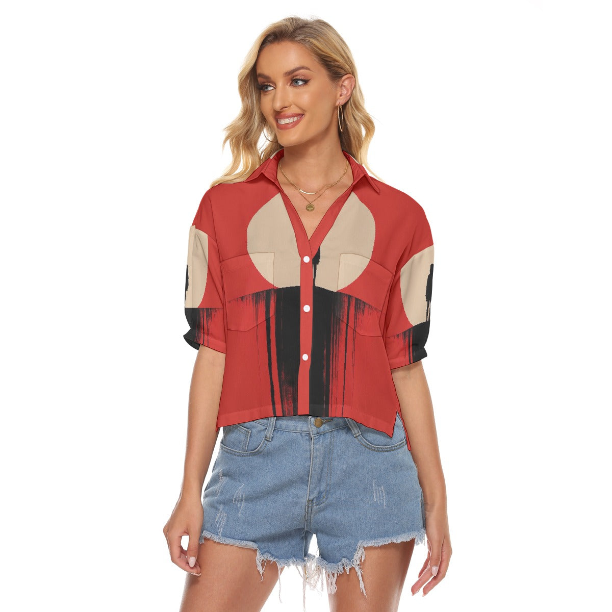 All-Over Print Women's V-neck Shirts