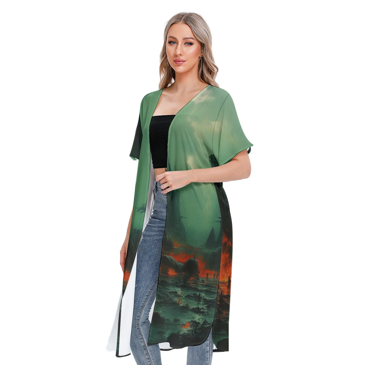 All-Over Print Women's Short Sleeve Cardigan