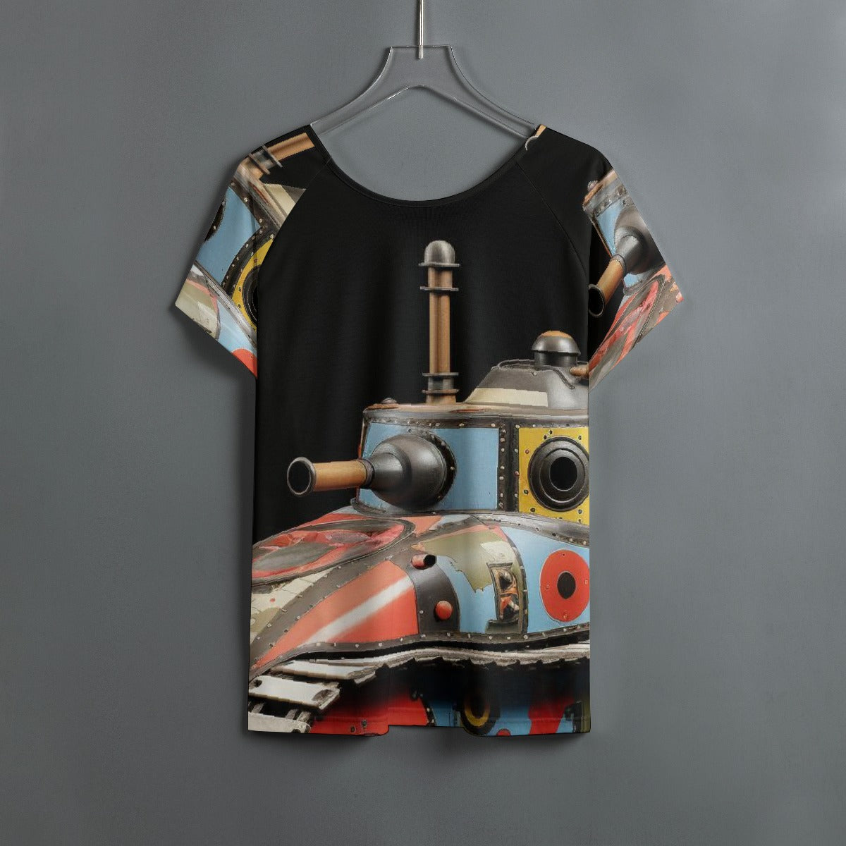 All-Over Print Women's Round Neck T-shirt With Raglan Sleeve