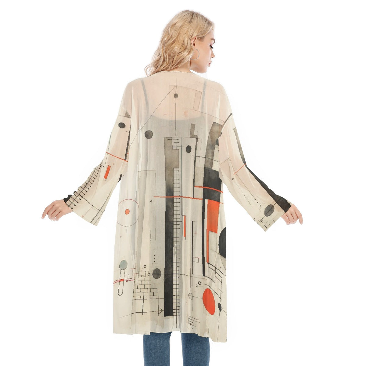 All- Over Print Women's Long Sleeve Mesh Cardigan