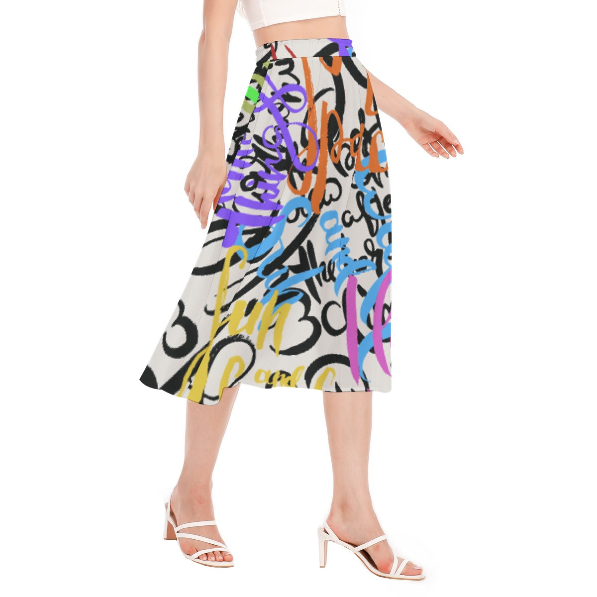 All-Over Print Women's Long Section Chiffon Skirt