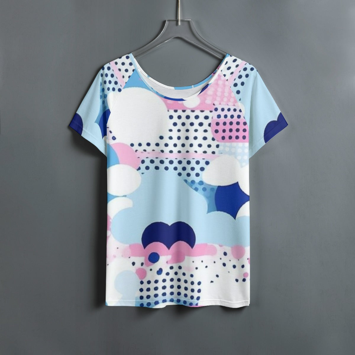 All-Over Print Women's Round Neck T-shirt With Raglan Sleeve