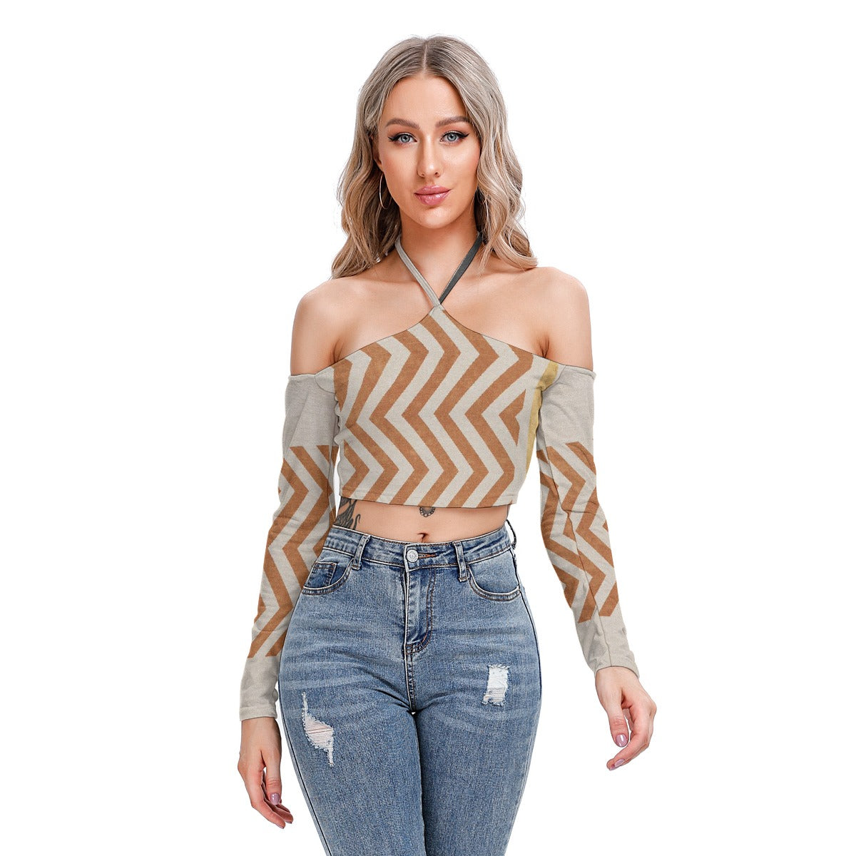All-Over Print Women's Halter Lace-up Top