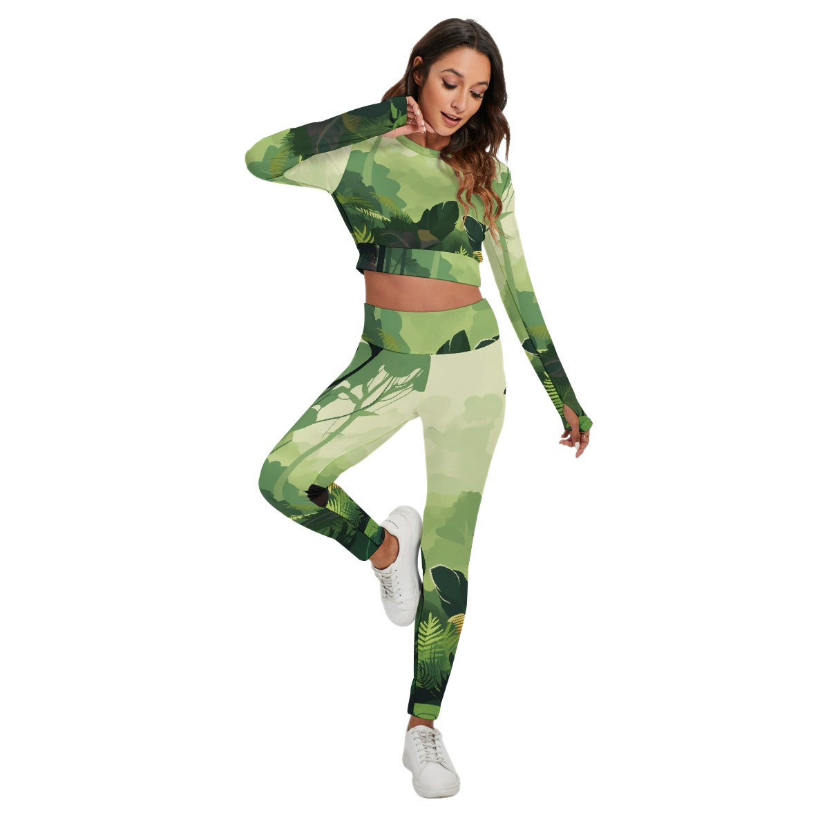 All-Over Print Women's Sport Set With Backless Top And Leggings