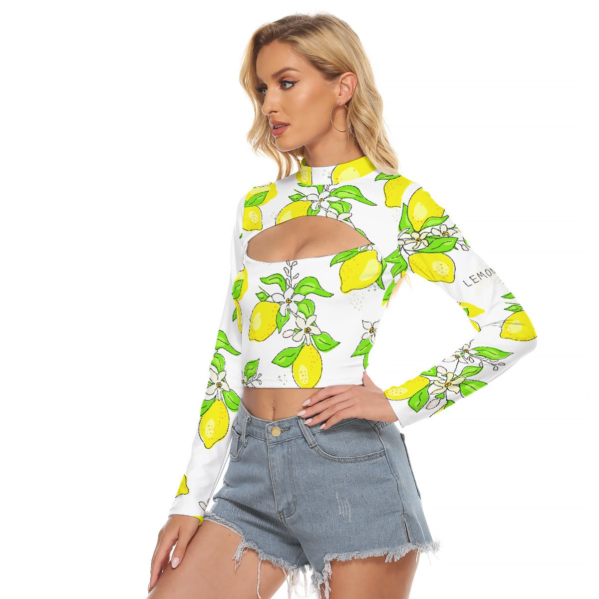 All-Over Print Women's Hollow Chest Keyhole Tight Crop Top