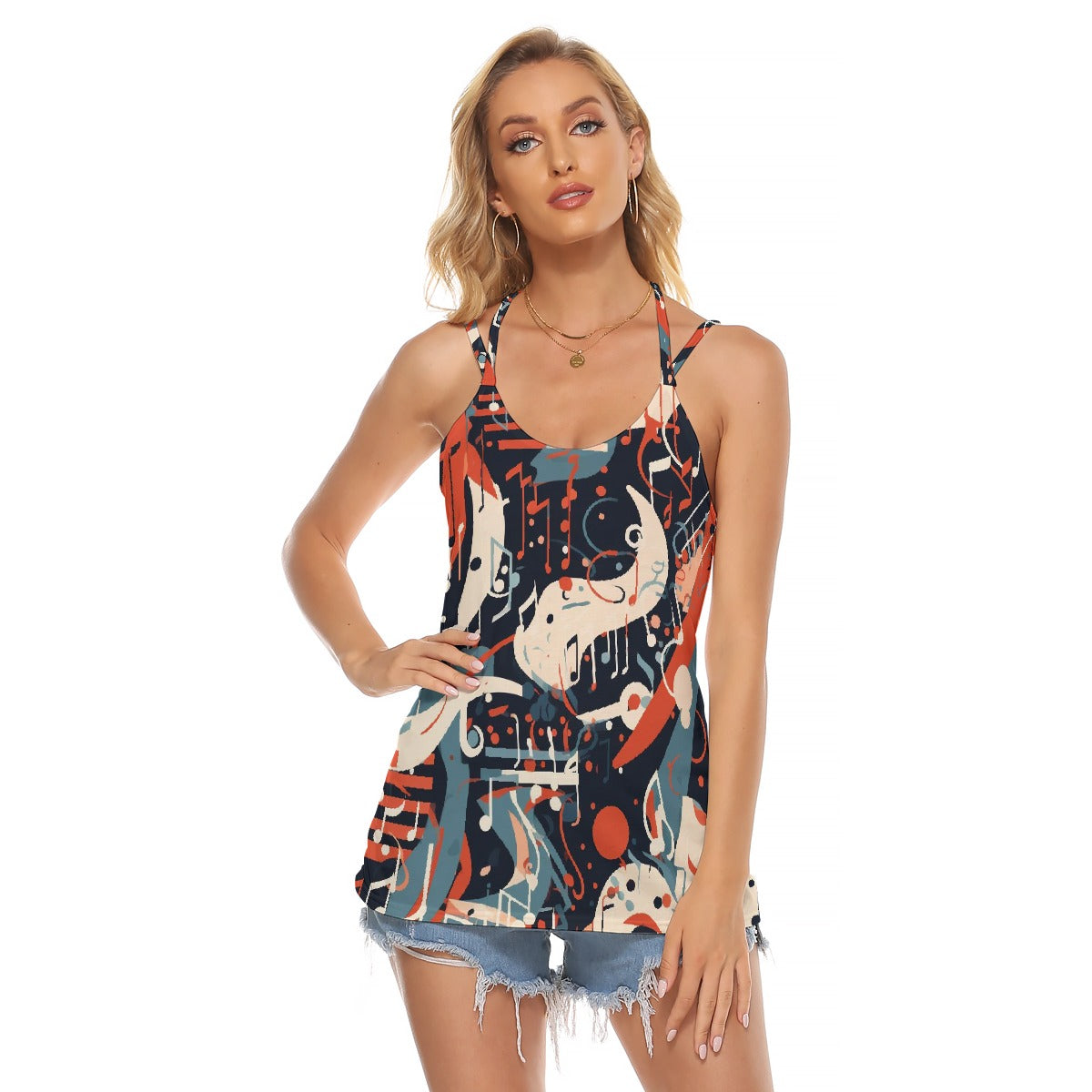 All-Over Print Women's Halter Top With Backless
