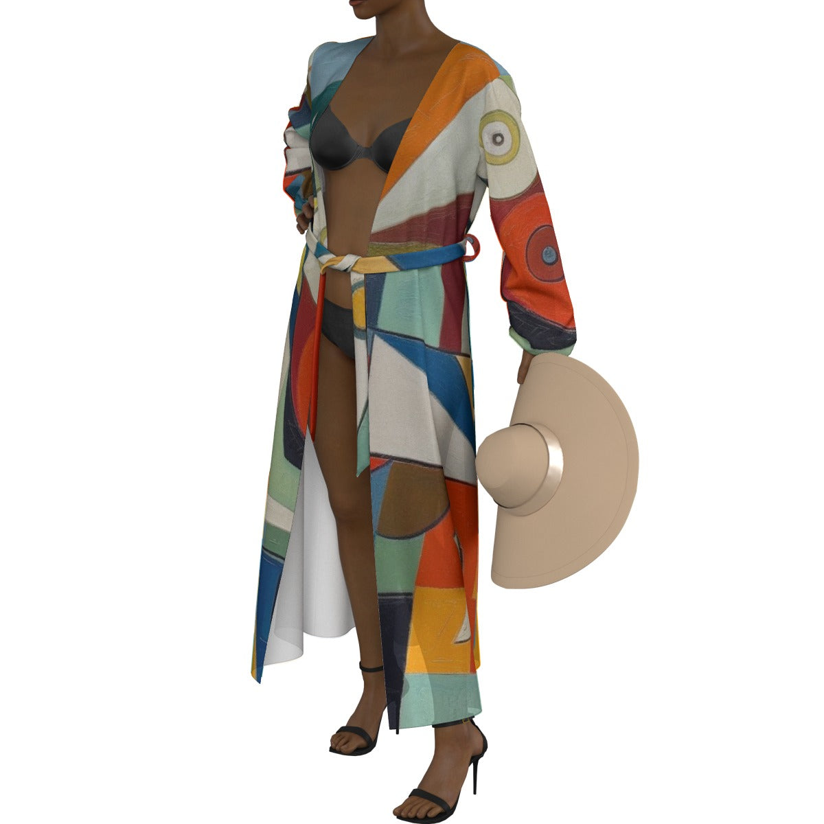 All-Over Print Women's Lace-up Chiffon Robe