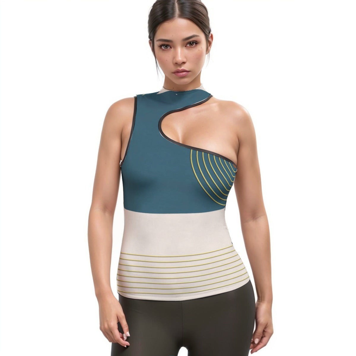All-Over Print Women's Halter Sleeveless Asymmetrical Tank Top