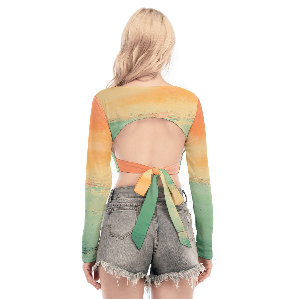 All-Over Print Women's Back Hollow T-shirt With Strap