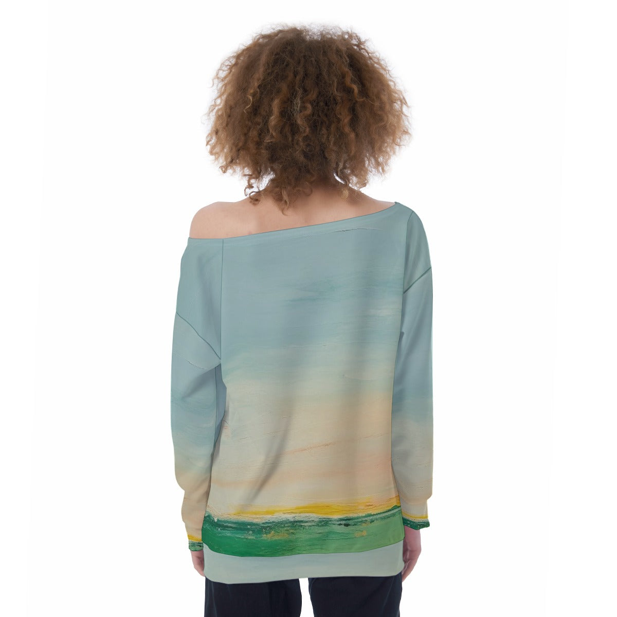 All-Over Print Oversized Women's Off-Shoulder Sweatshirt