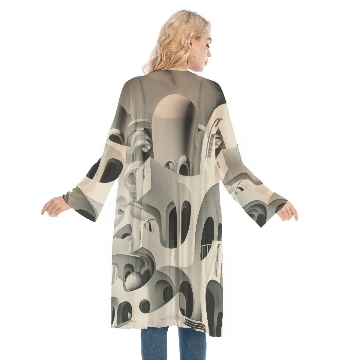 All- Over Print Women's Long Sleeve Mesh Cardigan