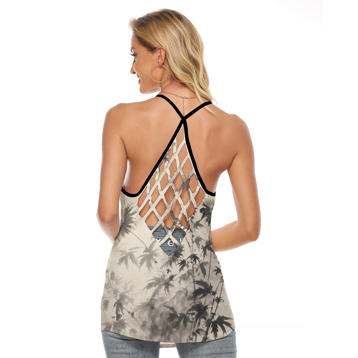 All-Over Print Women's Criss-Cross Open Back Tank Top