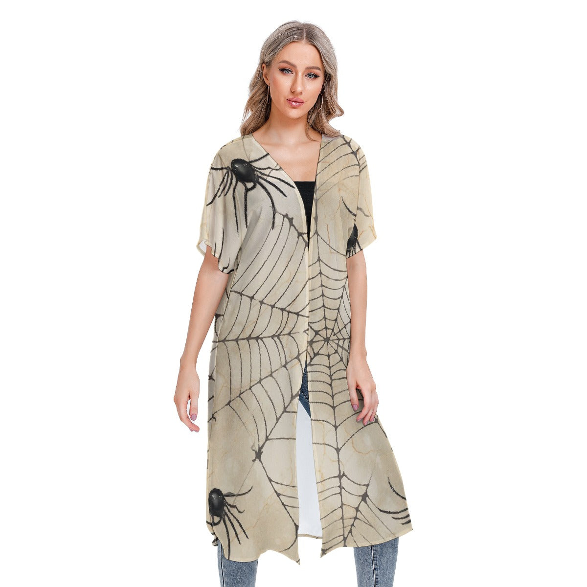 All-Over Print Women's Short Sleeve Cardigan