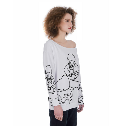 All-Over Print Oversized Women's Off-Shoulder Sweatshirt