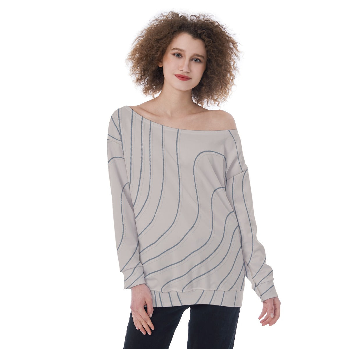All-Over Print Oversized Women's Off-Shoulder Sweatshirt