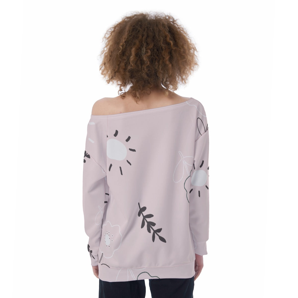 All-Over Print Oversized Women's Off-Shoulder Sweatshirt