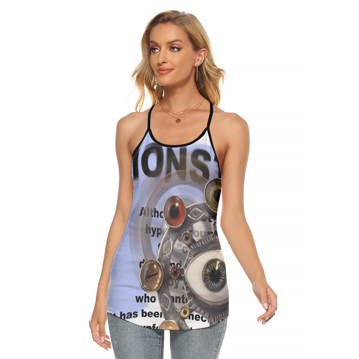 All-Over Print Women's Criss-Cross Open Back Tank Top