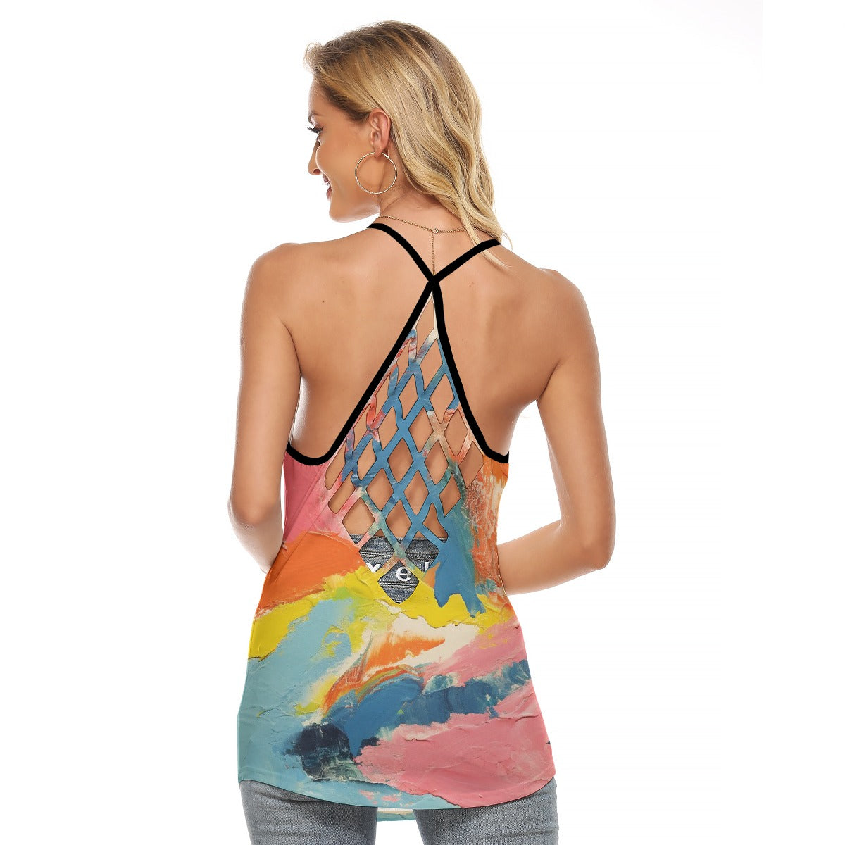All-Over Print Women's Criss-Cross Open Back Tank Top