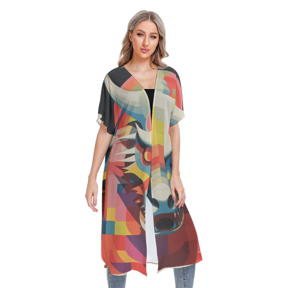 All-Over Print Women's Short Sleeve Cardigan