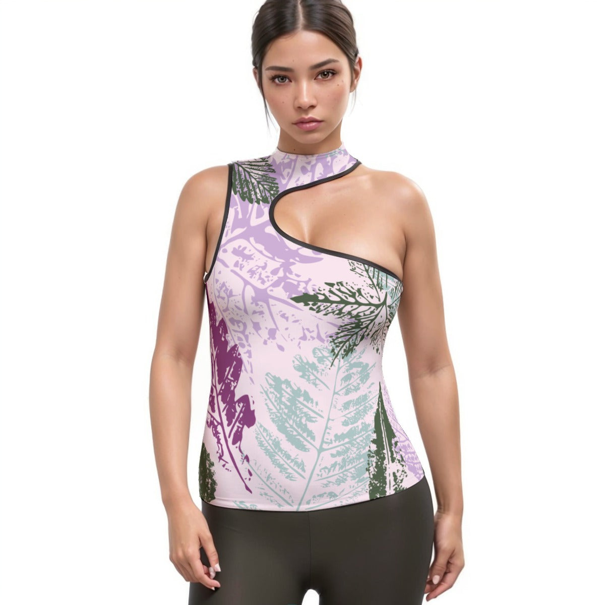 All-Over Print Women's Halter Sleeveless Asymmetrical Tank Top