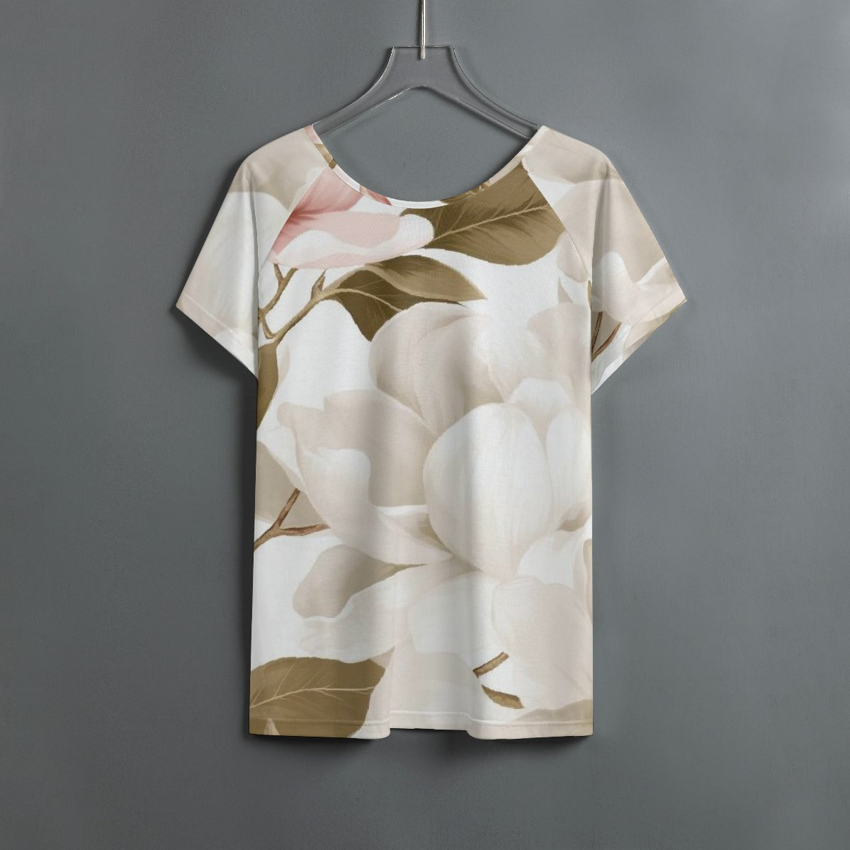 All-Over Print Women's Round Neck T-shirt With Raglan Sleeve