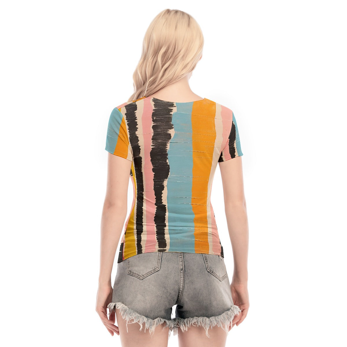 All-Over Print Women's Short Sleeve Mesh Blouse