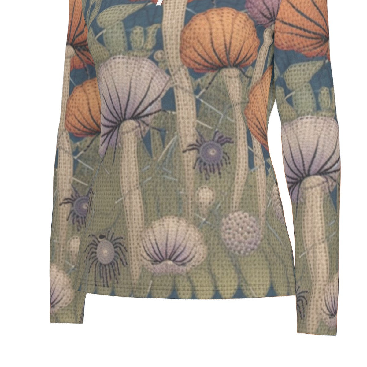 All-Over Print Women's Sports Collar Jersey With Long Sleeve