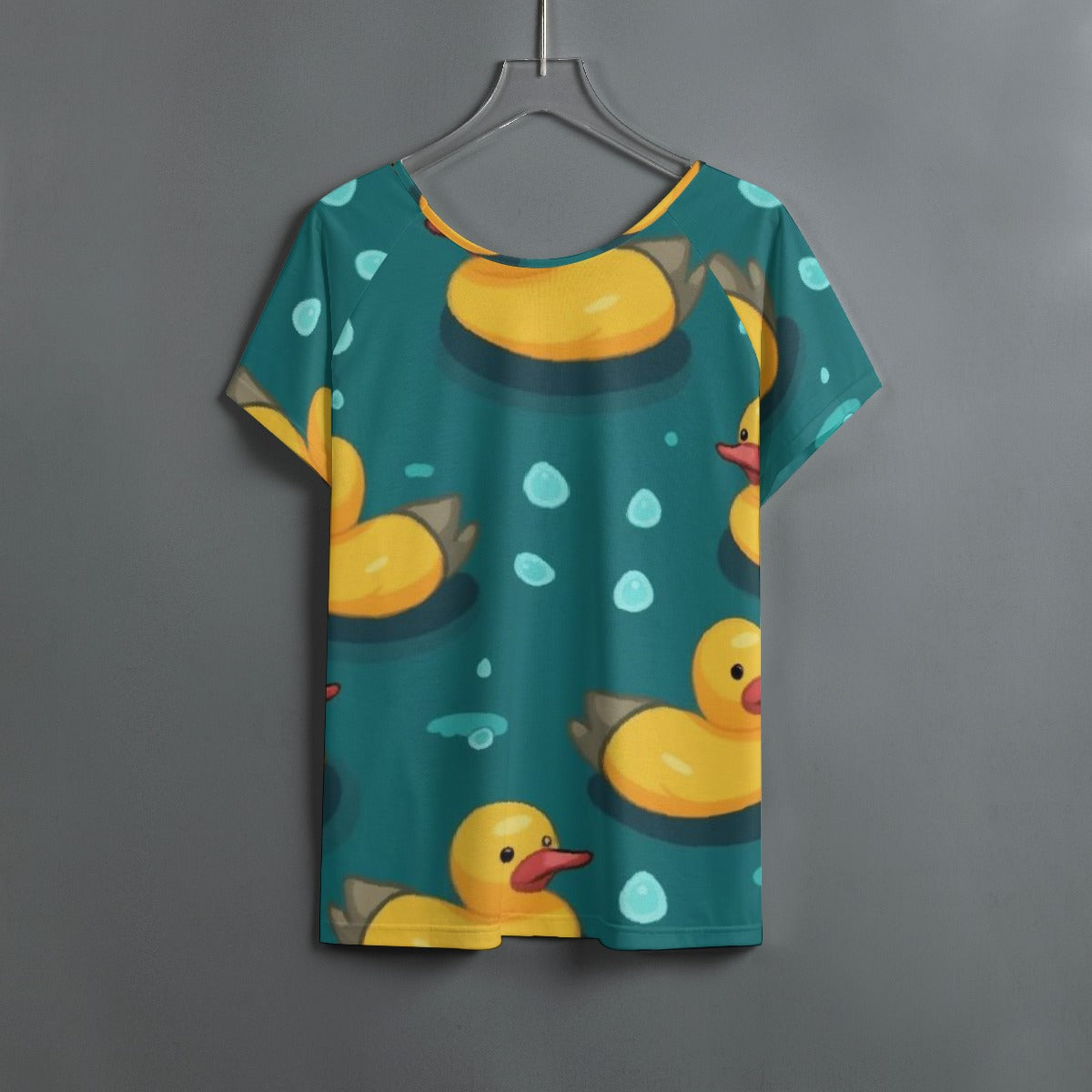 All-Over Print Women's Round Neck T-shirt With Raglan Sleeve