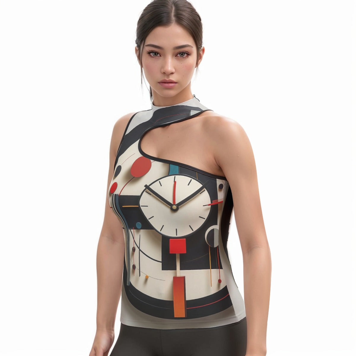 All-Over Print Women's Halter Sleeveless Asymmetrical Tank Top