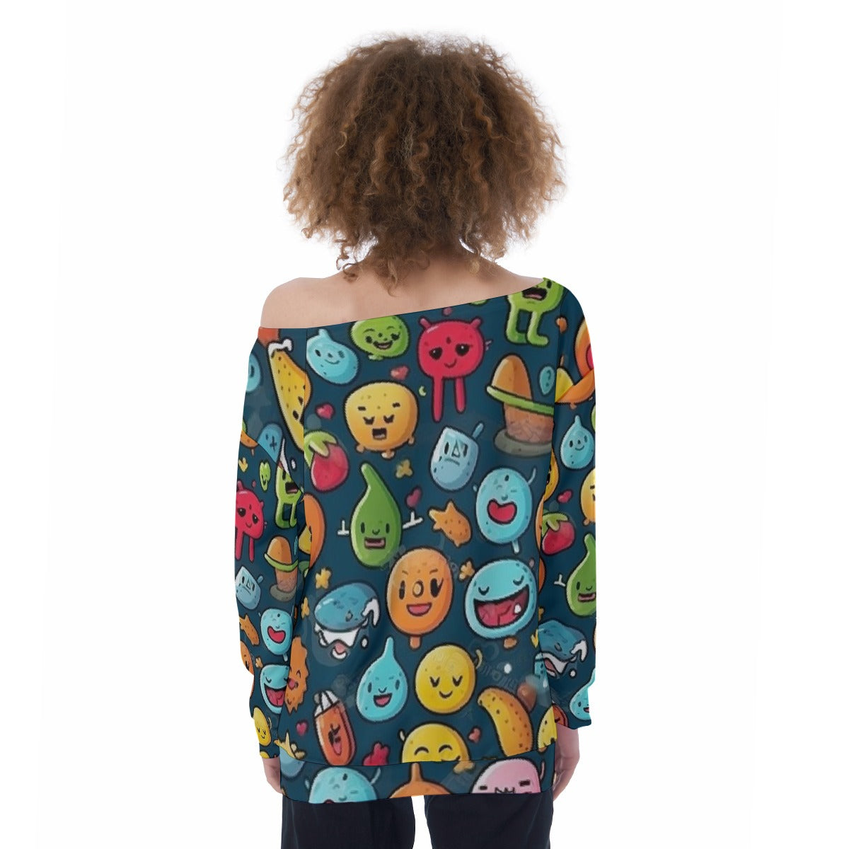 All-Over Print Oversized Women's Off-Shoulder Sweatshirt