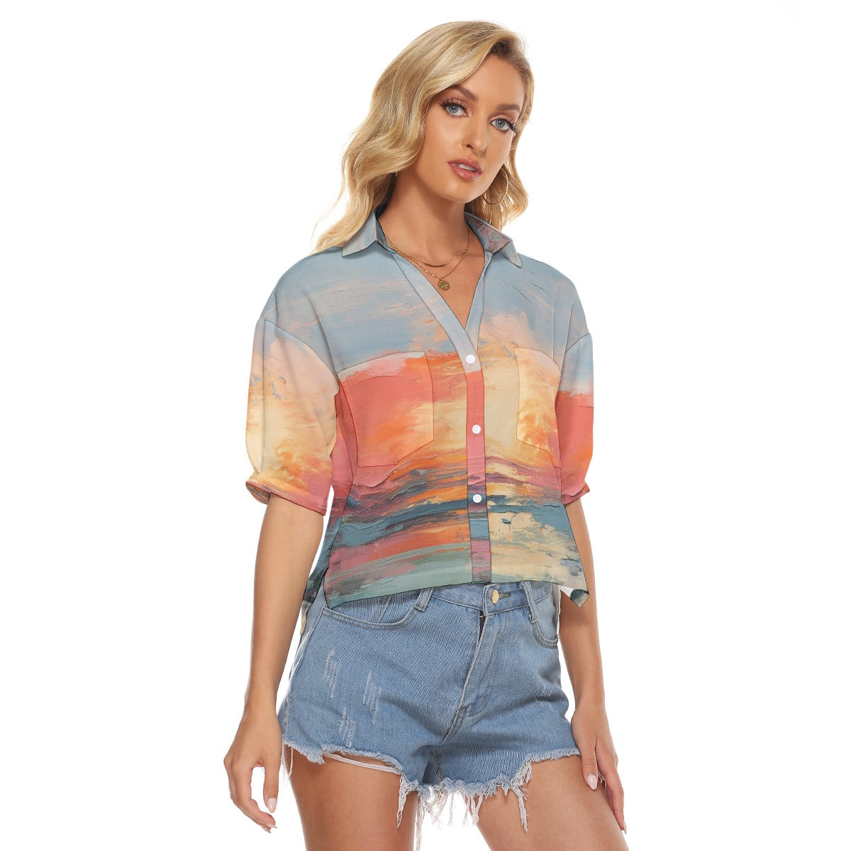 All-Over Print Women's V-neck Shirts