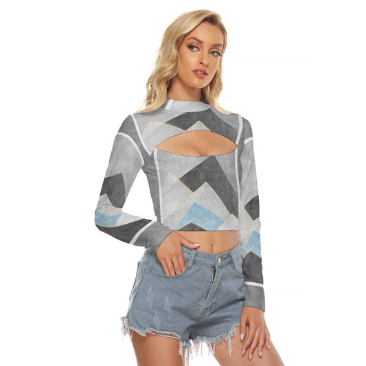 All-Over Print Women's Hollow Chest Keyhole Tight Crop Top