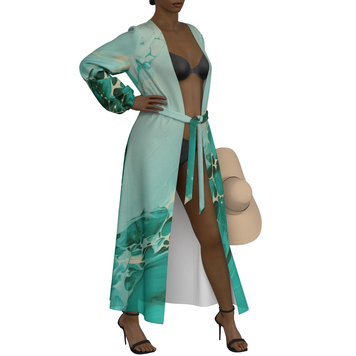 All-Over Print Women's Lace-up Chiffon Robe