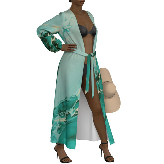 All-Over Print Women's Lace-up Chiffon Robe