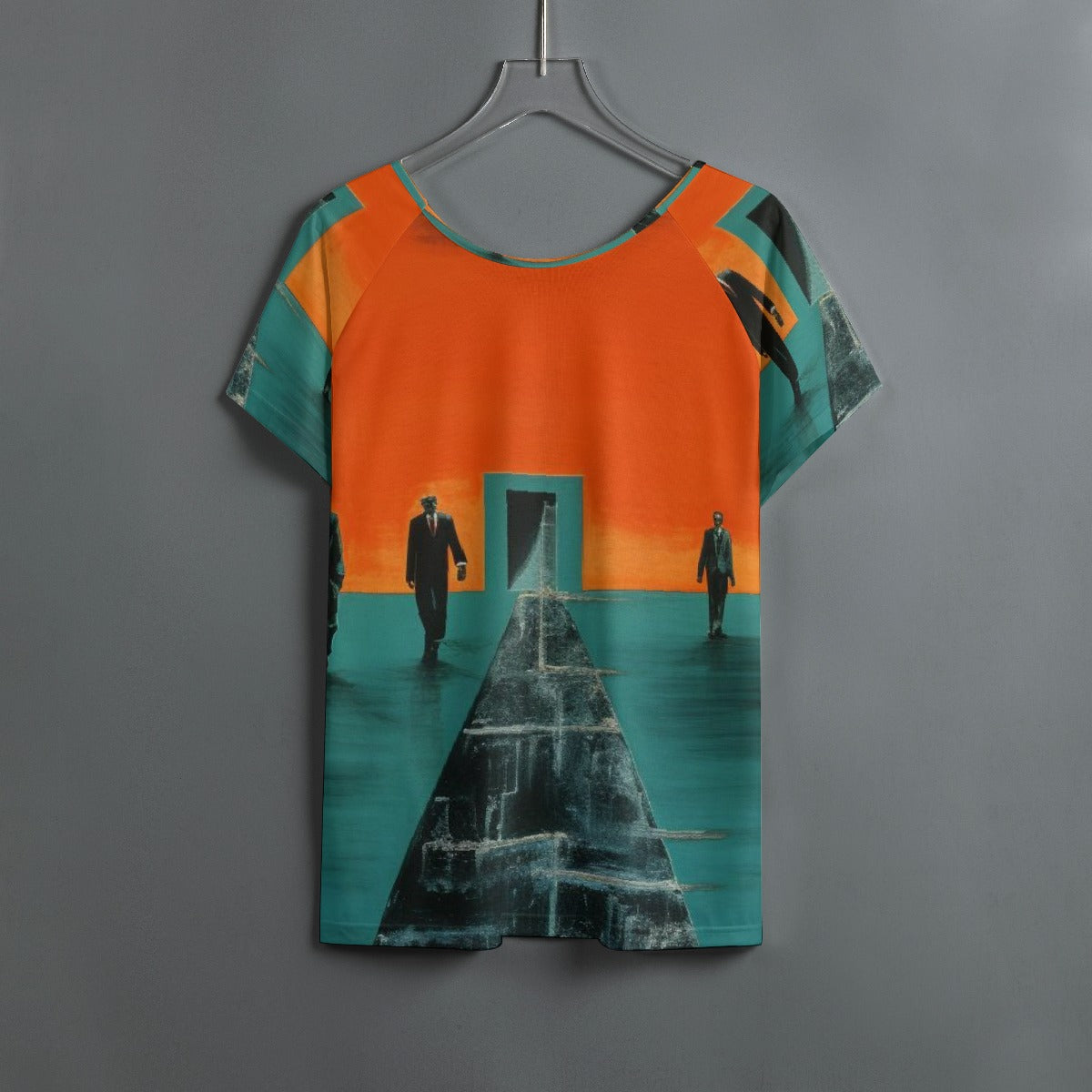 All-Over Print Women's Round Neck T-shirt With Raglan Sleeve