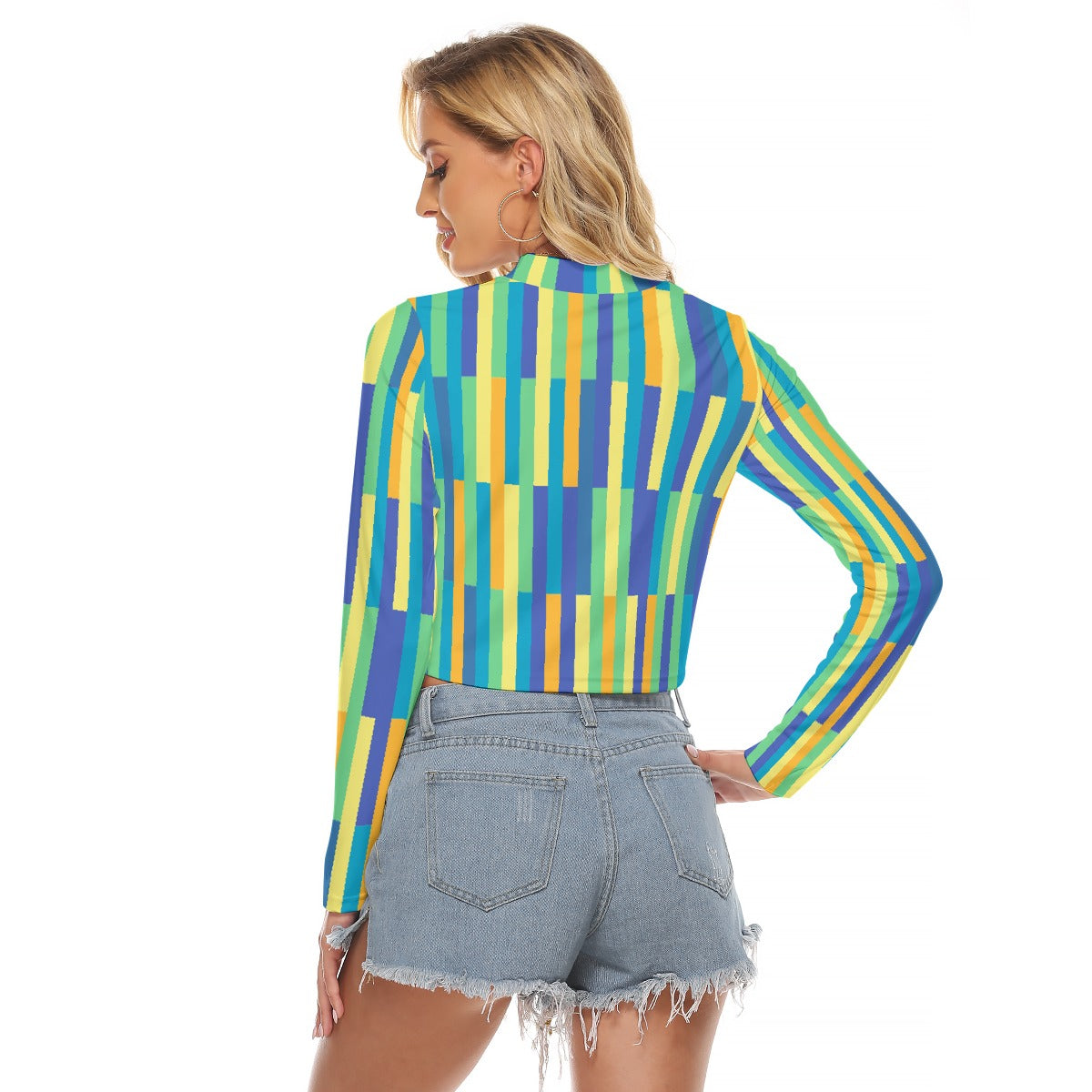 All-Over Print Women's Hollow Chest Keyhole Tight Crop Top