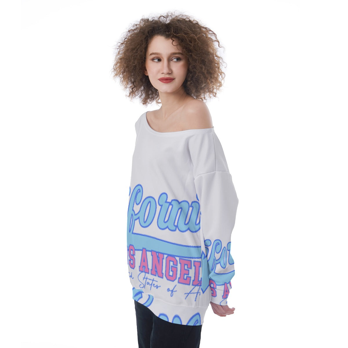 All-Over Print Oversized Women's Off-Shoulder Sweatshirt