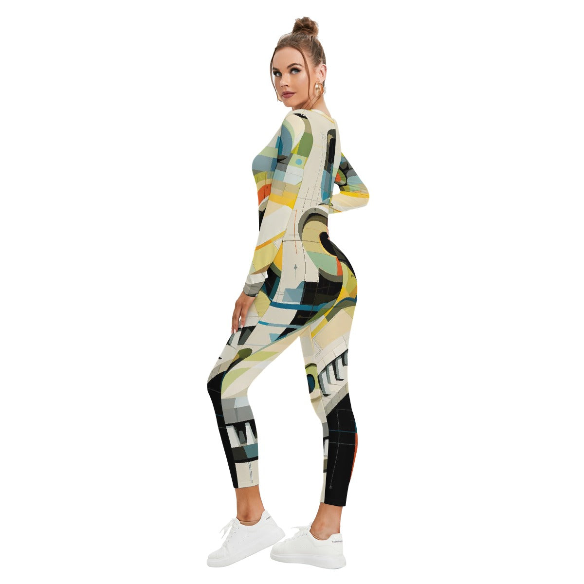 All-Over Print Women's Plunging Neck Jumpsuit