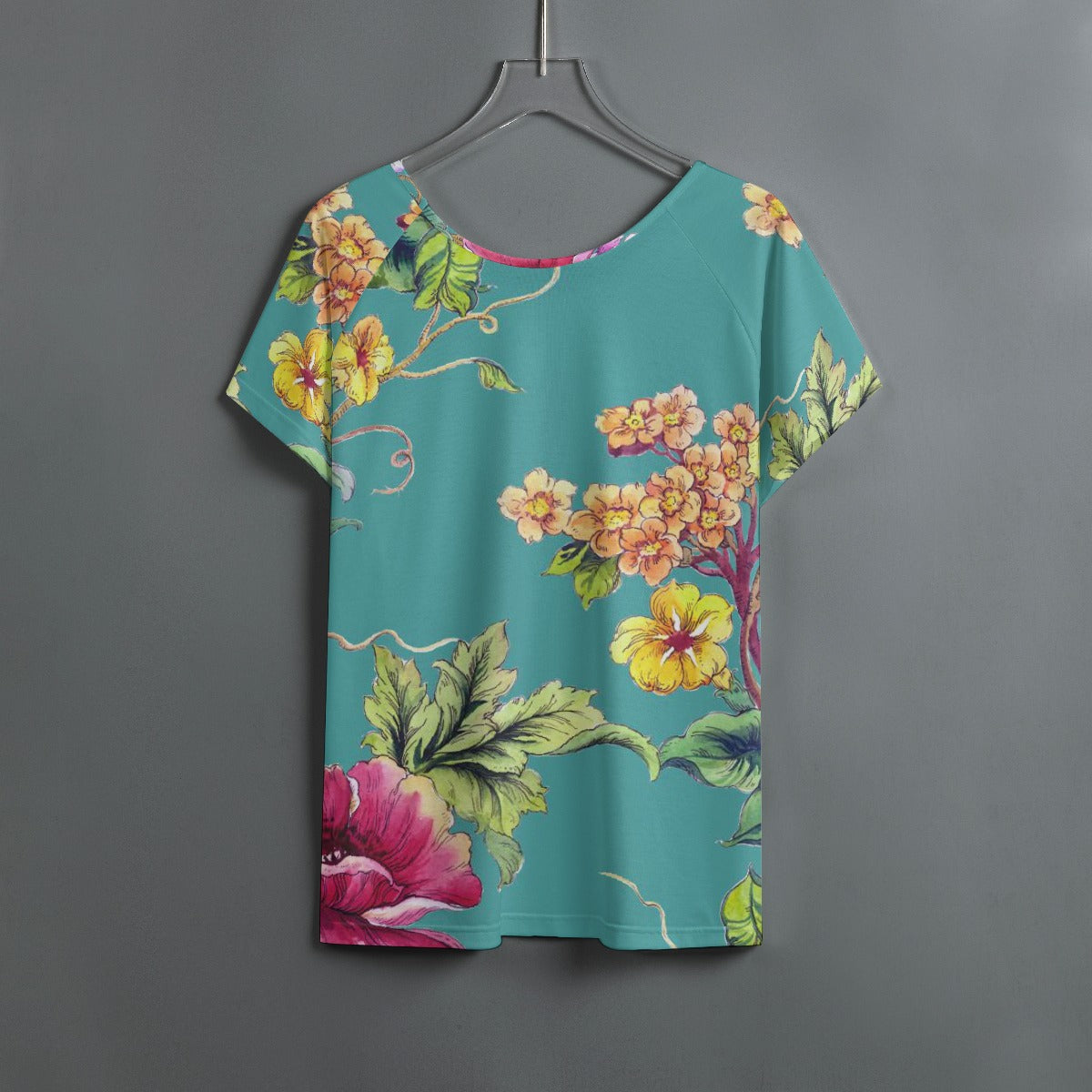 All-Over Print Women's Round Neck T-shirt With Raglan Sleeve