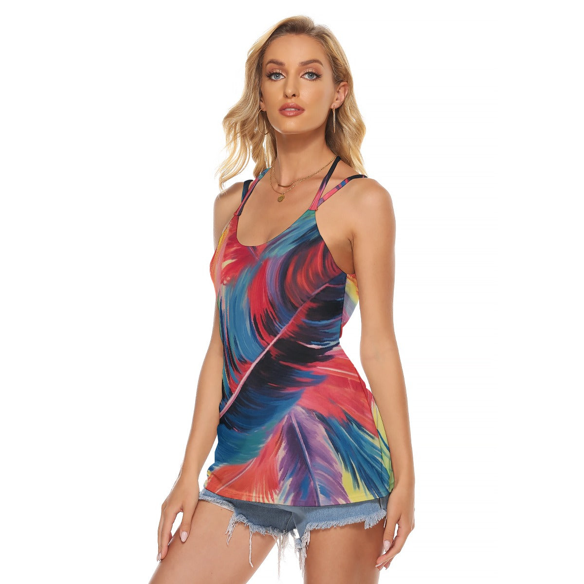 All-Over Print Women's Halter Top With Backless